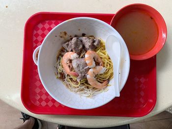 High angle view of meal served in plate