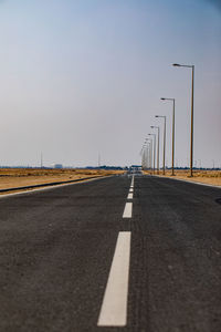 Surface level of road against sky