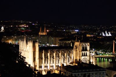 Illuminated city at night