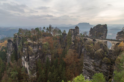 Panoramic shot of bastei bridge