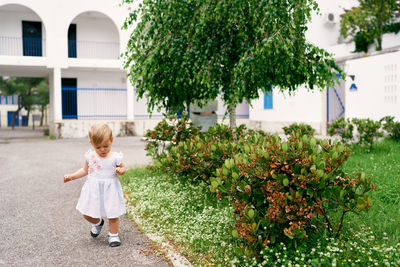 Full length of woman with plants
