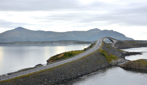 Atlantic oceanic road bridge on a cloudy day