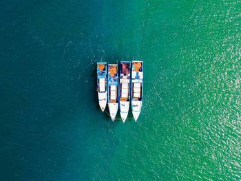 High angle view of boat in sea