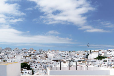 High angle view of buildings in city