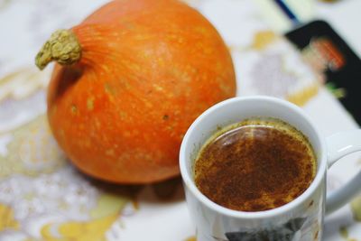 Close-up of orange fruit on table