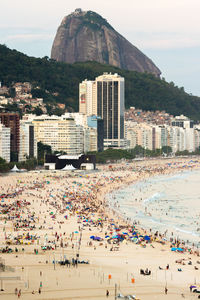 High angle view of crowd at beach