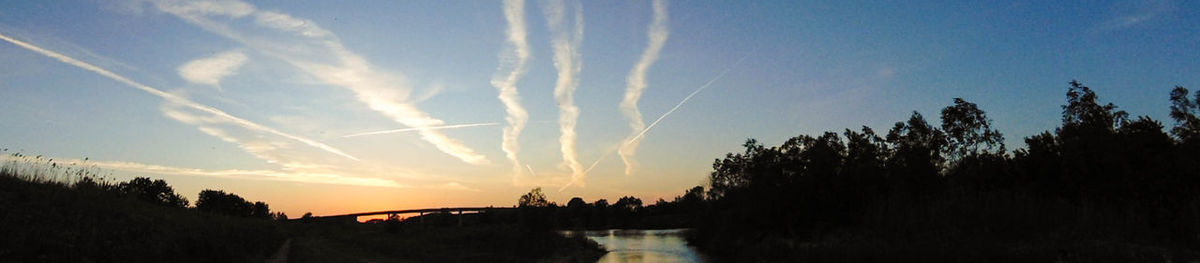 Panoramic view of silhouette trees against sky during sunset