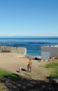 Scenic view of sea against clear sky