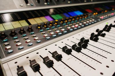 Close-up of sound mixer