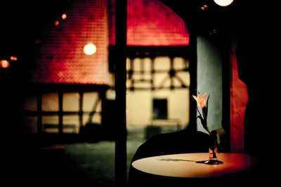 Lamp post in dark room