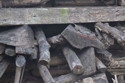 Close-up of old rusty stack