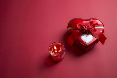 High angle view of heart shape on table