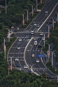 High angle view of traffic on road