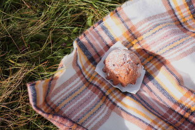 Coffee, sunglasses and muffin outdoor