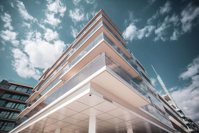 Low angle view of modern building against sky