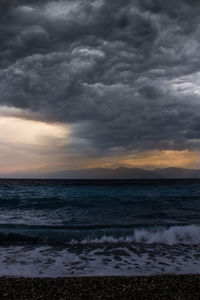 Scenic view of sea against cloudy sky