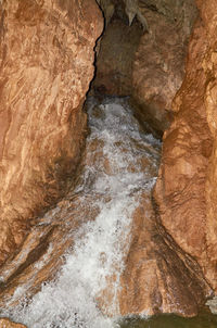 Water flowing through rocks