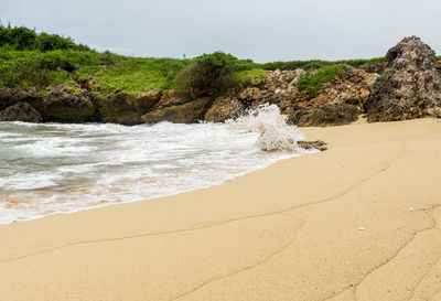 Scenic view of beach against sky
