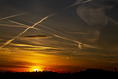 Silhouette landscape against sky during sunset