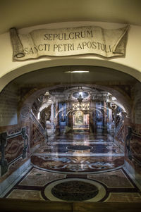 Interior of illuminated temple