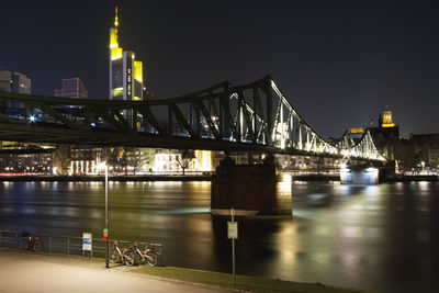 Bridge over river at night