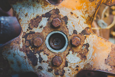 Close-up of rusty machine part