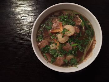 High angle view of meal served in bowl