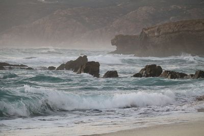 Scenic view of turbulent sea