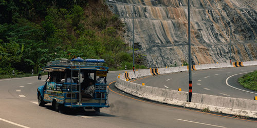 High angle view of car on road