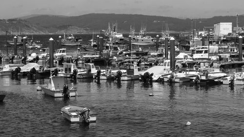 High angle view of boats in sea