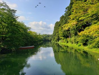 Scenic view of lake against sky