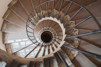 Directly above shot of spiral stairs
