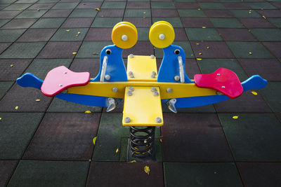 High angle view of play equipment