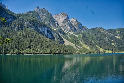 Scenic view of lake against mountain range