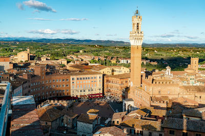 A day in siena, view from the top on piazza del campo 