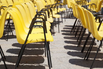 Empty chairs in row