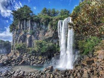 Scenic view of waterfall