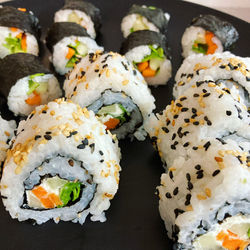 Close-up of sushi in plate