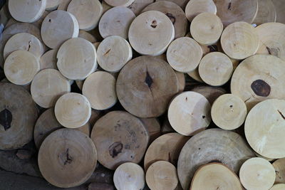 Full frame shot of logs in forest