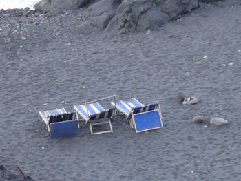 High angle view of boats in water