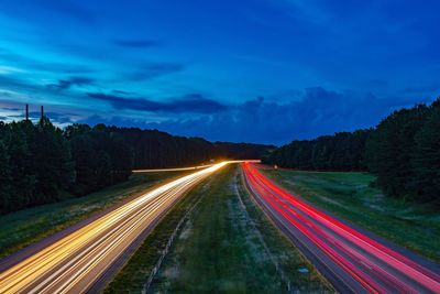 Light trails on highway at night