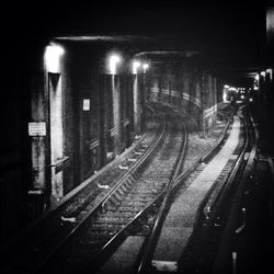 Railroad track at night