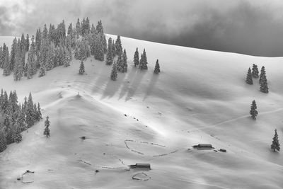 High angle view of snow capped mountain 