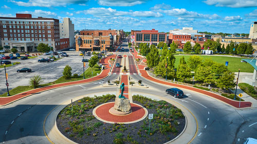 High angle view of city street