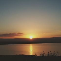 Scenic view of sunset over river