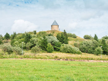 Chapel of immaculate conception of the virgin mary on mednik hill peak. unesco monument of mining