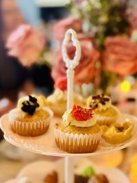 Close-up of cupcakes on table