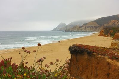 Scenic view of beach against sky