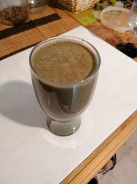 High angle view of coffee on table