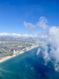Aerial view of sea against sky